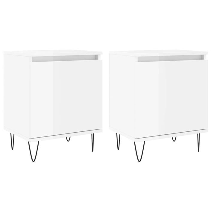 Tables de chevet 2pcs blanc brillant 40x30x50cm bois ingénierie - Photo n°1