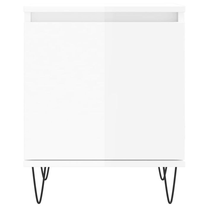 Tables de chevet 2pcs blanc brillant 40x30x50cm bois ingénierie - Photo n°5