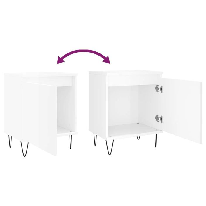 Tables de chevet 2pcs blanc brillant 40x30x50cm bois ingénierie - Photo n°9