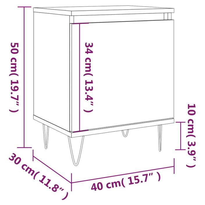 Tables de chevet 2pcs blanc brillant 40x30x50cm bois ingénierie - Photo n°12