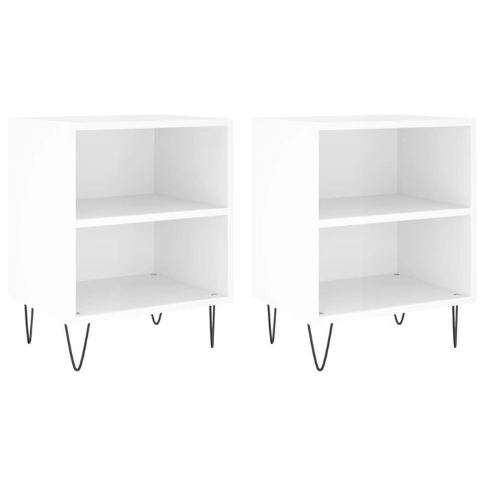 Tables de chevet 2pcs blanc brillant 40x30x50cm bois ingénierie - Photo n°1