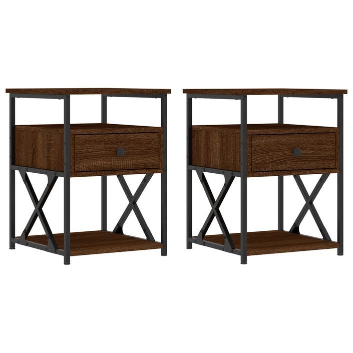 Tables de chevet 2pcs chêne marron 40x42x55cm bois d'ingénierie - Photo n°1