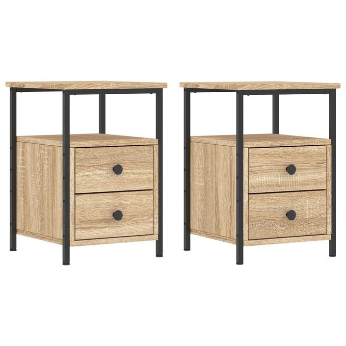 Tables de chevet 2pcs chêne sonoma 34x35,5x50cm bois ingénierie - Photo n°2