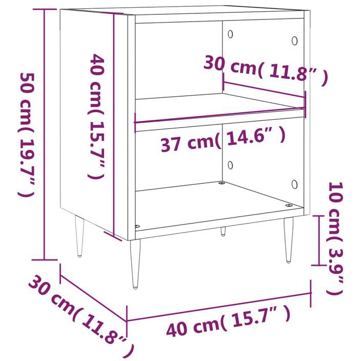 Tables de chevet 2pcs chêne sonoma 40x30x50cm bois d'ingénierie - Photo n°10