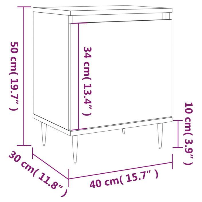 Tables de chevet 2pcs chêne sonoma 40x30x50cm bois d'ingénierie - Photo n°12