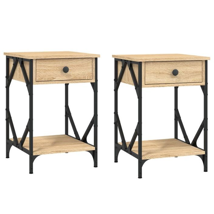 Tables de chevet 2pcs chêne sonoma 40x42x60cm bois d'ingénierie - Photo n°2