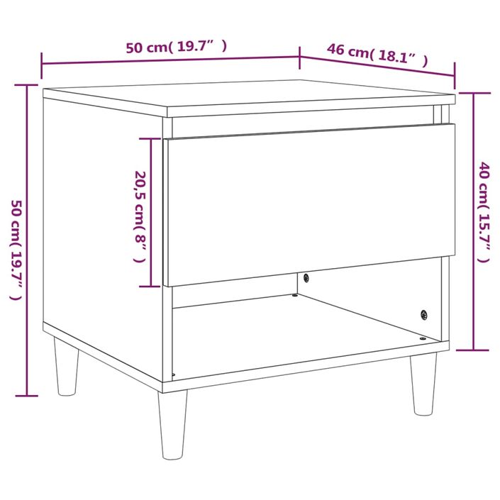 Tables de chevet 2pcs Chêne sonoma 50x46x50cm Bois d’ingénierie - Photo n°9