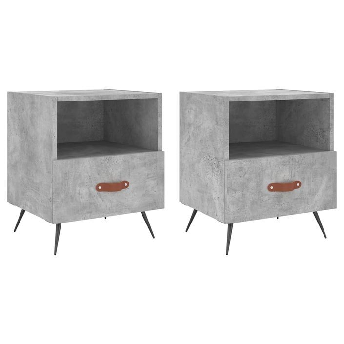 Tables de chevet 2pcs gris béton 40x35x47,5cm bois d’ingénierie - Photo n°1