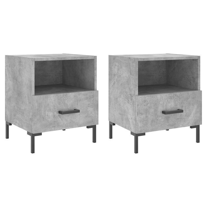 Tables de chevet 2pcs gris béton 40x35x47,5cm bois d’ingénierie - Photo n°1