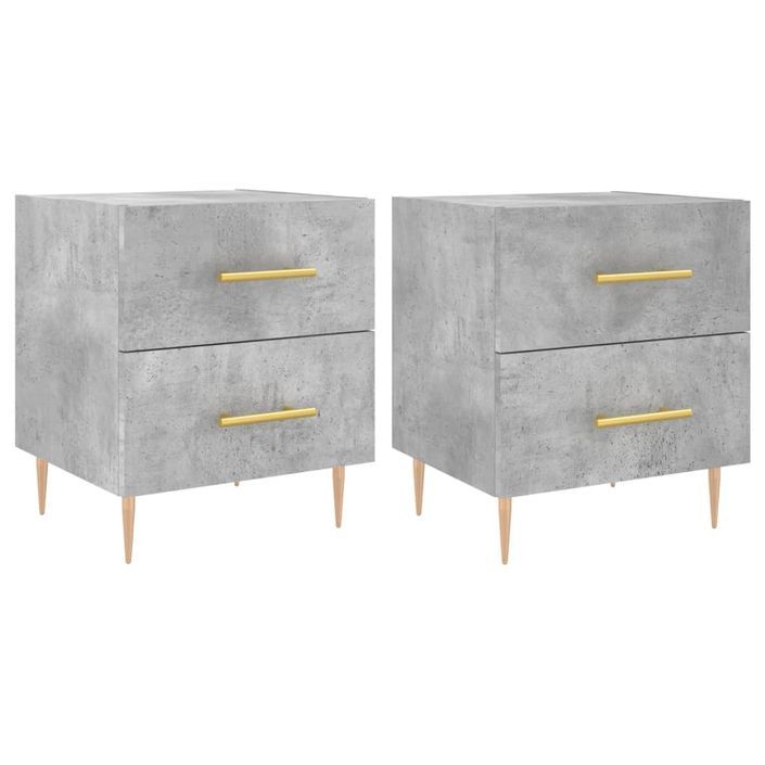 Tables de chevet 2pcs gris béton 40x35x47,5cm bois d’ingénierie - Photo n°1