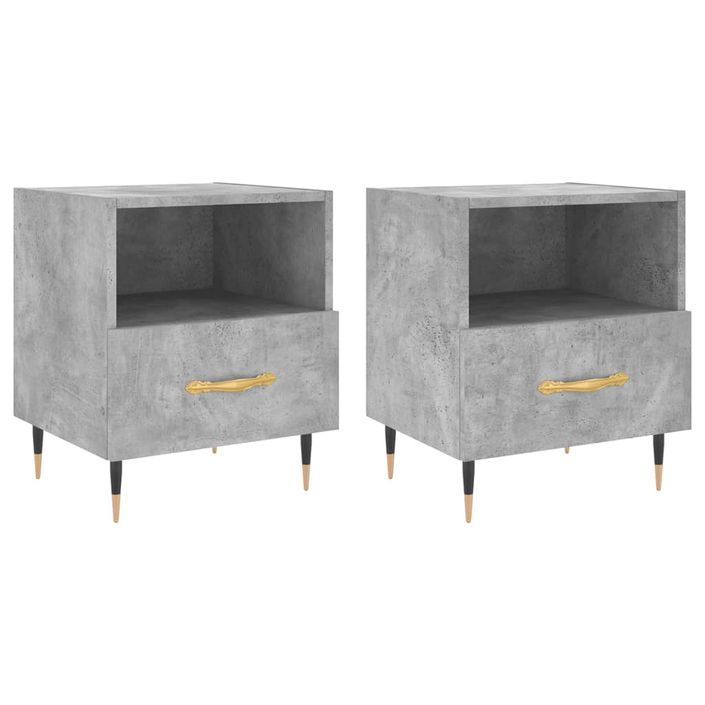 Tables de chevet 2pcs gris béton 40x35x47,5cm bois d’ingénierie - Photo n°1