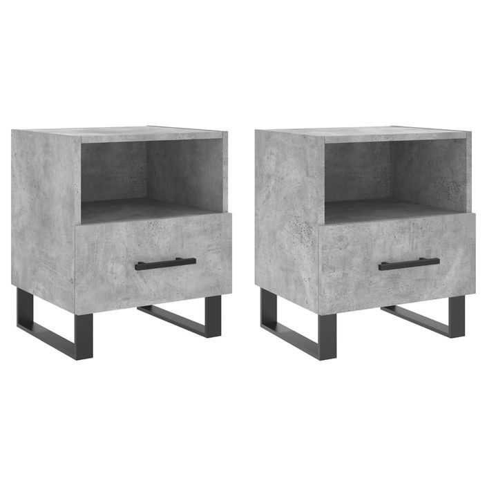 Tables de chevet 2pcs gris béton 40x35x47,5cm bois d’ingénierie - Photo n°1