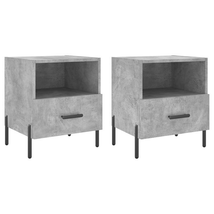 Tables de chevet 2pcs gris béton 40x35x47,5cm bois d’ingénierie - Photo n°1