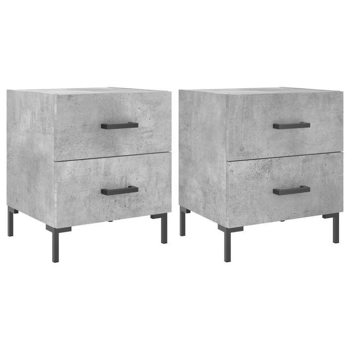 Tables de chevet 2pcs gris béton 40x35x47,5cm bois d’ingénierie - Photo n°1