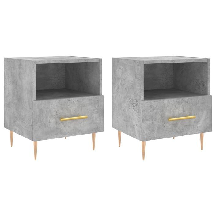 Tables de chevet 2pcs gris béton 40x35x47,5cm bois d’ingénierie - Photo n°1