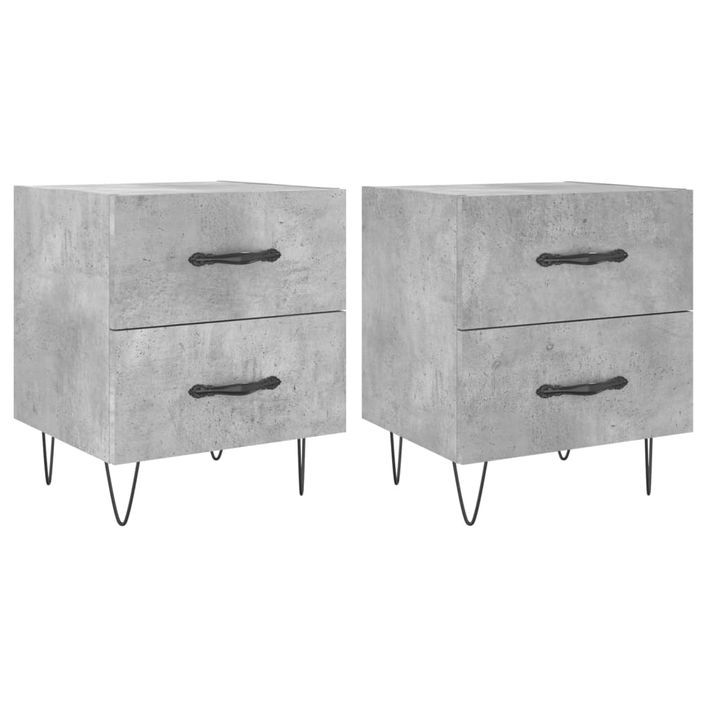 Tables de chevet 2pcs gris béton 40x35x47,5cm bois d’ingénierie - Photo n°1