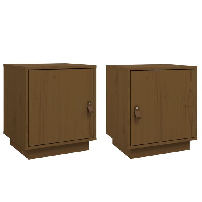 Tables de chevet 2pcs Marron miel 40x34x45cm Bois de pin massif - Photo n°2