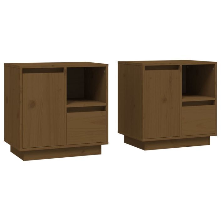 Tables de chevet 2pcs Marron miel 50x34x50cm Bois de pin massif - Photo n°1