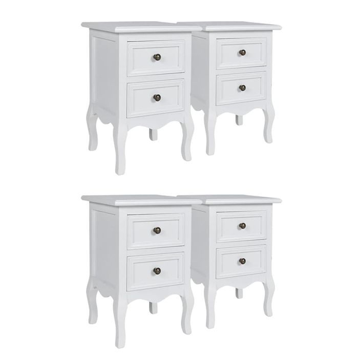 Tables de chevet 4 pcs avec 2 tiroirs MDF Blanc - Photo n°2