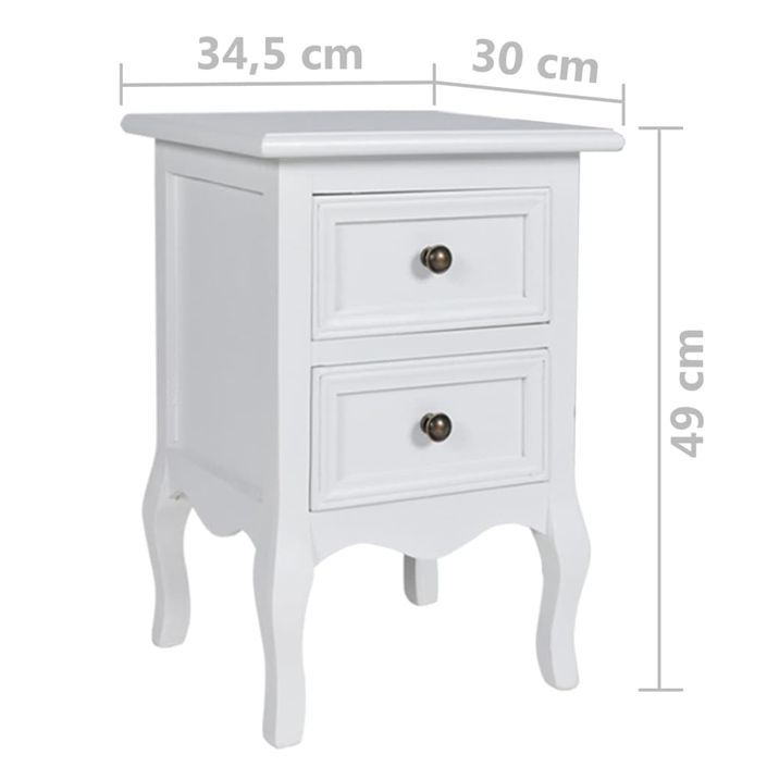 Tables de chevet 4 pcs avec 2 tiroirs MDF Blanc - Photo n°5