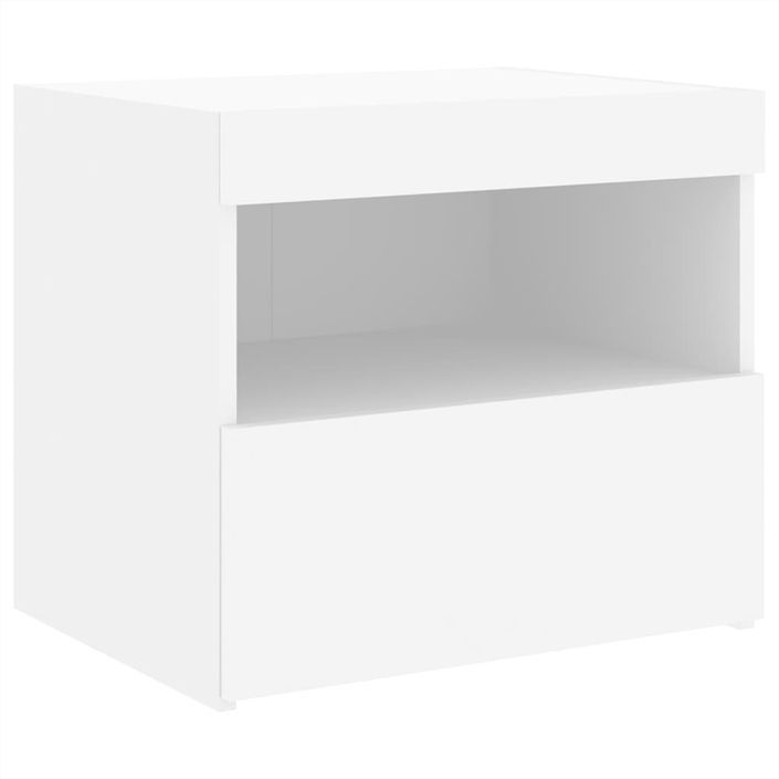 Tables de chevet avec lumières LED 2 pcs blanc 50x40x45 cm - Photo n°7