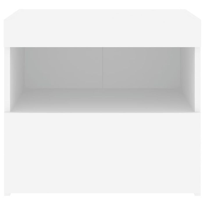 Tables de chevet avec lumières LED 2 pcs blanc 50x40x45 cm - Photo n°9