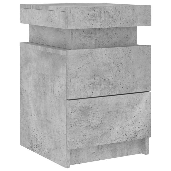 Tables de chevet avec lumières LED 2 pcs gris béton 35x39x55 cm - Photo n°6