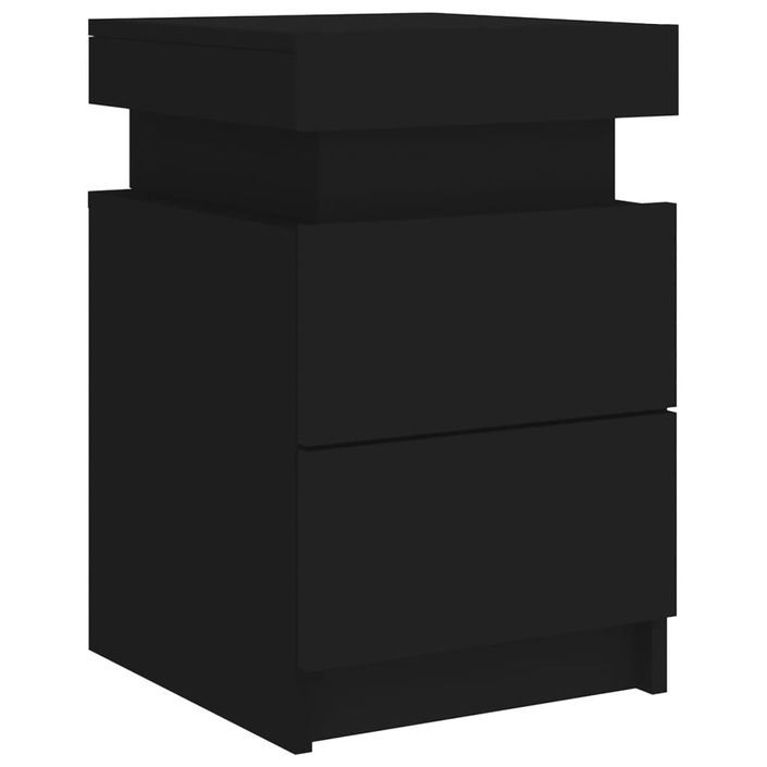 Tables de chevet avec lumières LED 2 pcs noir 35x39x55 cm - Photo n°6