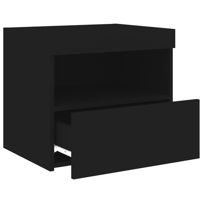 Tables de chevet avec lumières LED 2 pcs noir 50x40x45 cm - Photo n°8