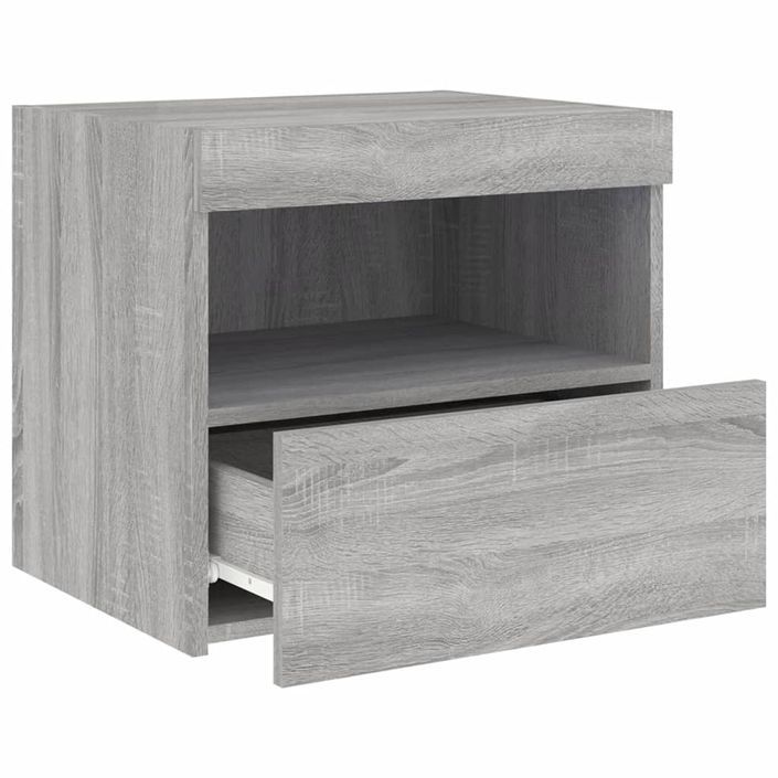 Tables de chevet avec lumières LED 2 pcs sonoma gris 50x40x45cm - Photo n°8