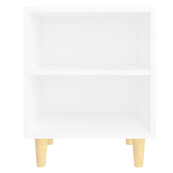 Tables de chevet avec pieds en bois 2 pcs Blanc 40x30x50 cm 2 - Photo n°5