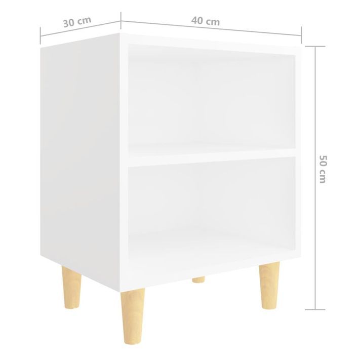 Tables de chevet avec pieds en bois 2 pcs Blanc 40x30x50 cm 2 - Photo n°7