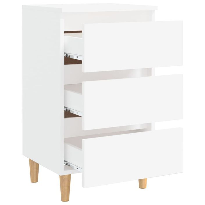 Tables de chevet avec pieds en bois 2 pcs Blanc 40x35x69 cm - Photo n°4