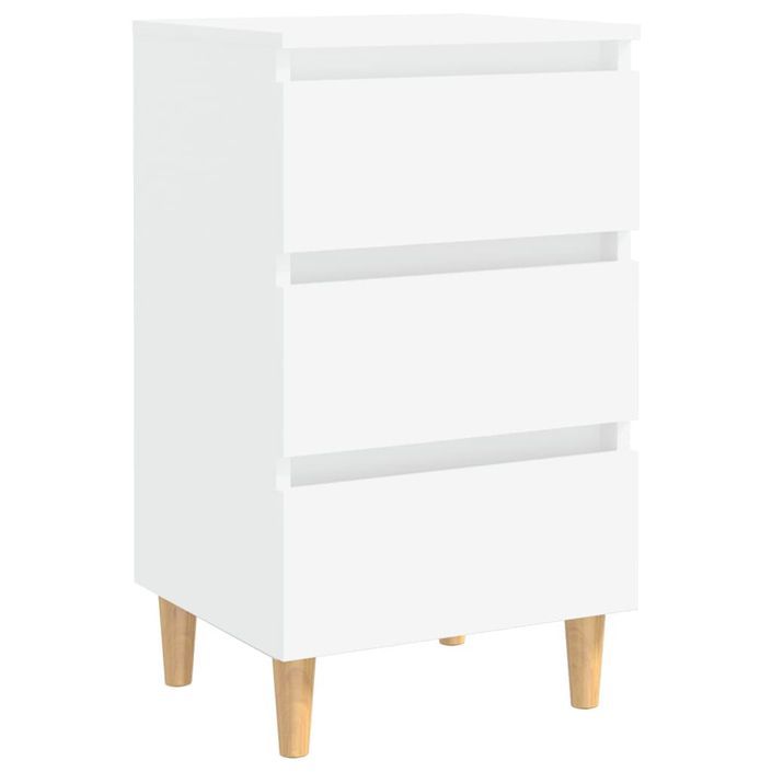 Tables de chevet avec pieds en bois 2 pcs Blanc 40x35x69 cm - Photo n°5