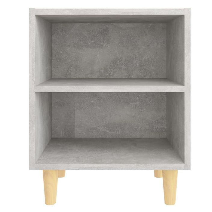 Tables de chevet avec pieds en bois 2 pcs Gris béton 40x30x50cm 2 - Photo n°5