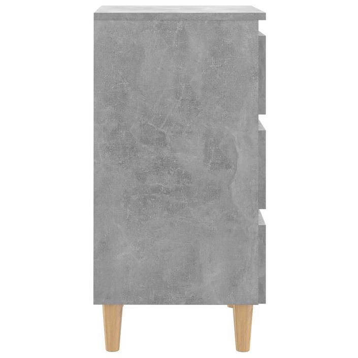 Tables de chevet avec pieds en bois 2 pcs Gris béton 40x35x69cm - Photo n°6