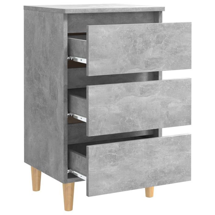 Tables de chevet avec pieds en bois 2 pcs Gris béton 40x35x69cm - Photo n°7