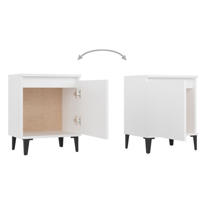 Tables de chevet avec pieds en métal 2 pcs Blanc 40x30x50 cm - Photo n°6