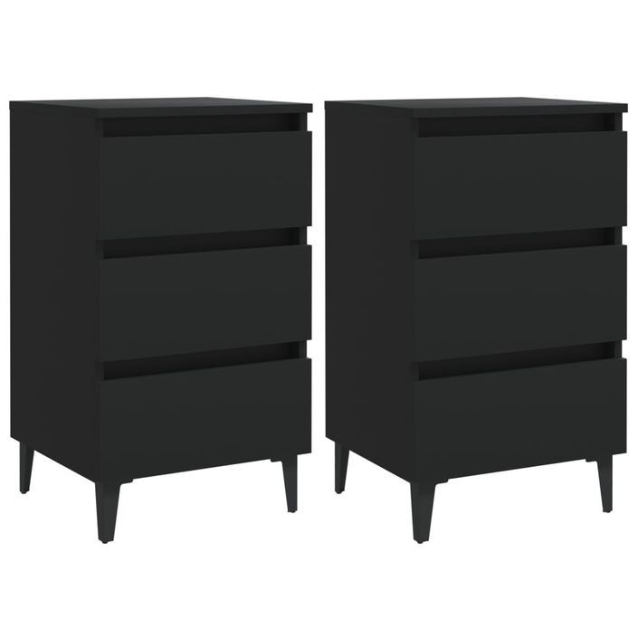 Tables de chevet avec pieds en métal 2 pcs Noir 40x35x69 cm - Photo n°1