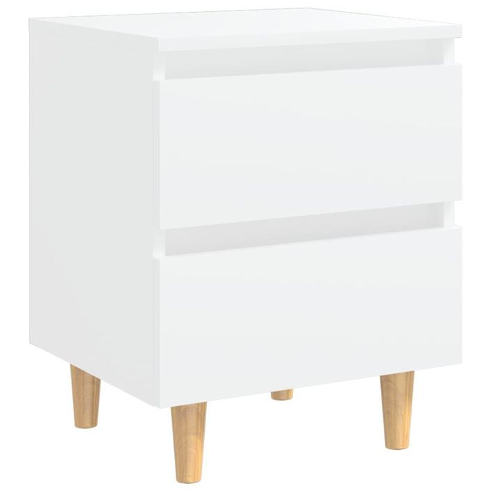 Tables de chevet avec pieds en pin Blanc 40x35x50 cm - Lot de 2 - Photo n°4