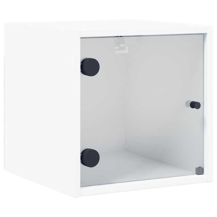 Tables de chevet avec portes en verre 2 pcs blanc 35x37x35 cm - Photo n°6