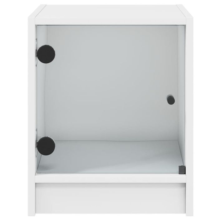 Tables de chevet avec portes en verre 2 pcs blanc 35x37x42 cm - Photo n°7