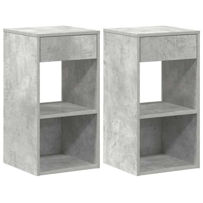 Tables de chevet avec tiroir 2 pcs gris béton 35x34x66,5 cm - Photo n°2