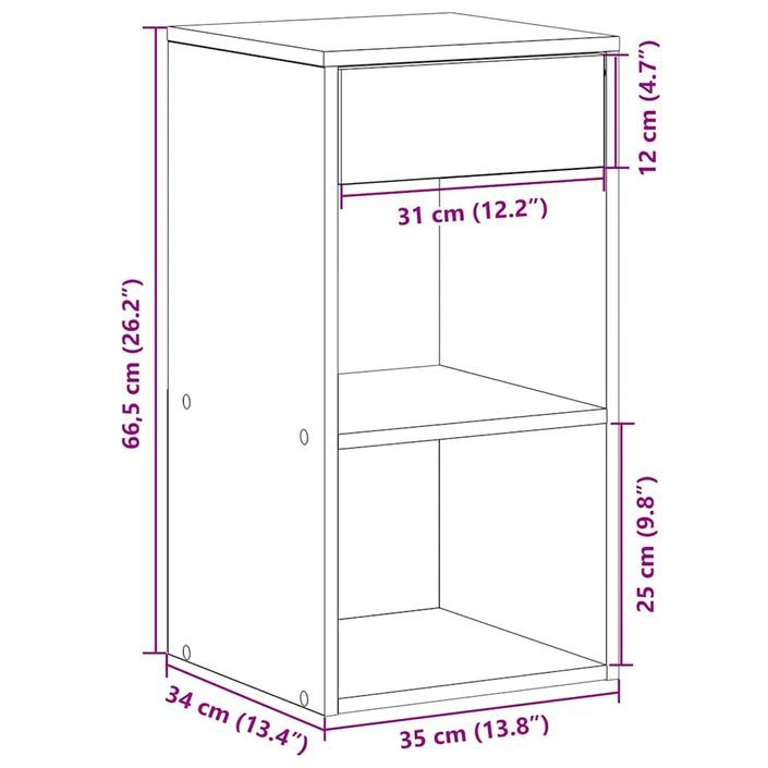 Tables de chevet avec tiroir 2 pcs sonoma gris 35x34x66,5 cm - Photo n°12