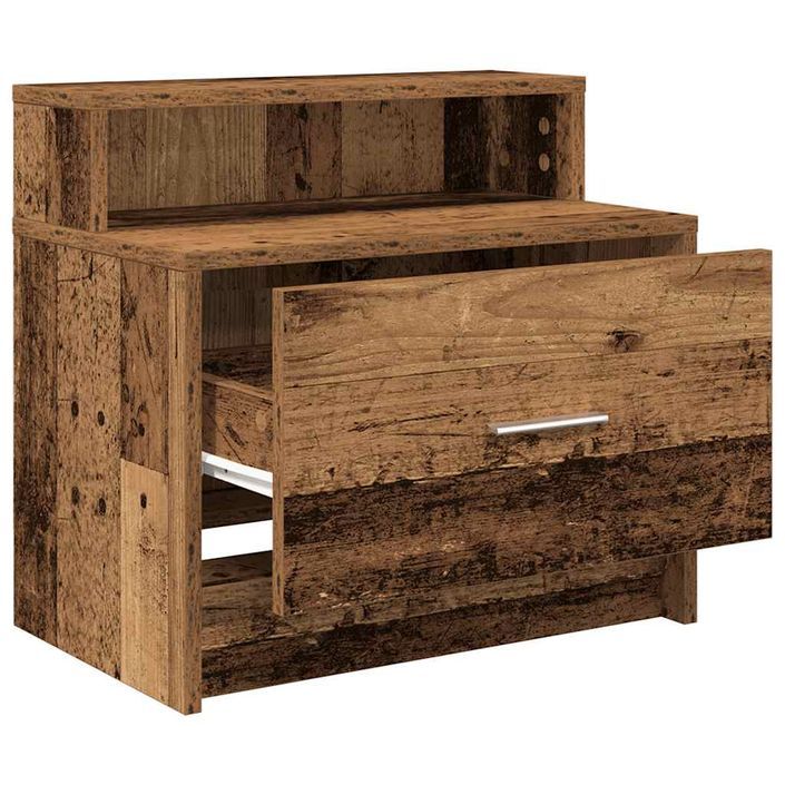 Tables de chevet avec tiroir 2 pcs vieux bois 51x31x47 cm - Photo n°5