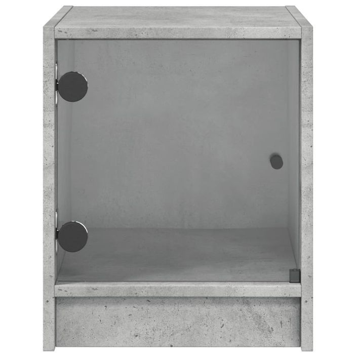 Tables de chevet et portes vitrées 2 pcs gris béton 35x37x42 cm - Photo n°7