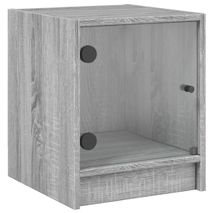 Tables de chevet et portes vitrées 2pcs sonoma gris 35x37x42cm - Photo n°6