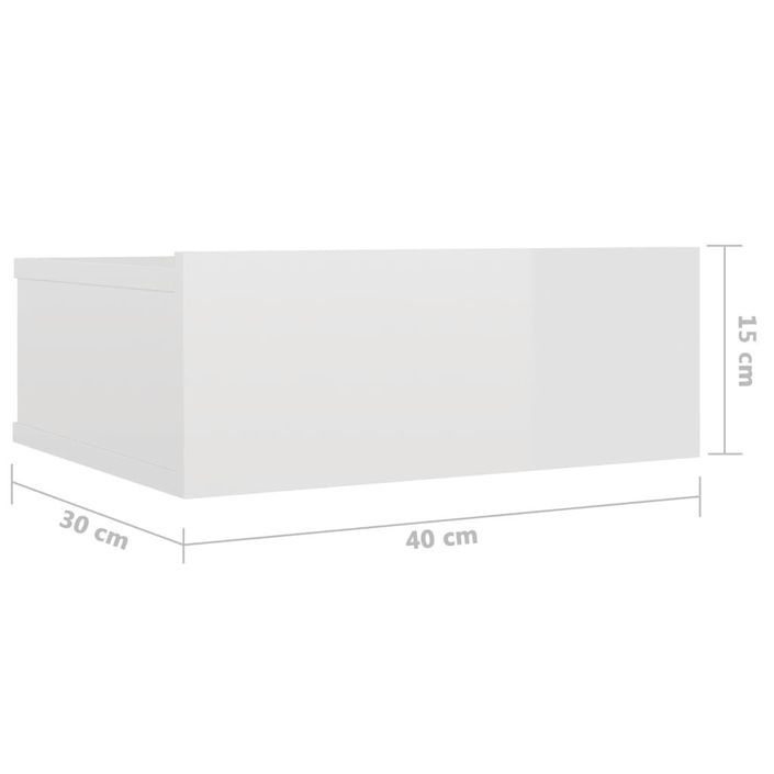 Tables de chevet flottantes 2 pcs Blanc brillant 40x30x15 cm - Photo n°7