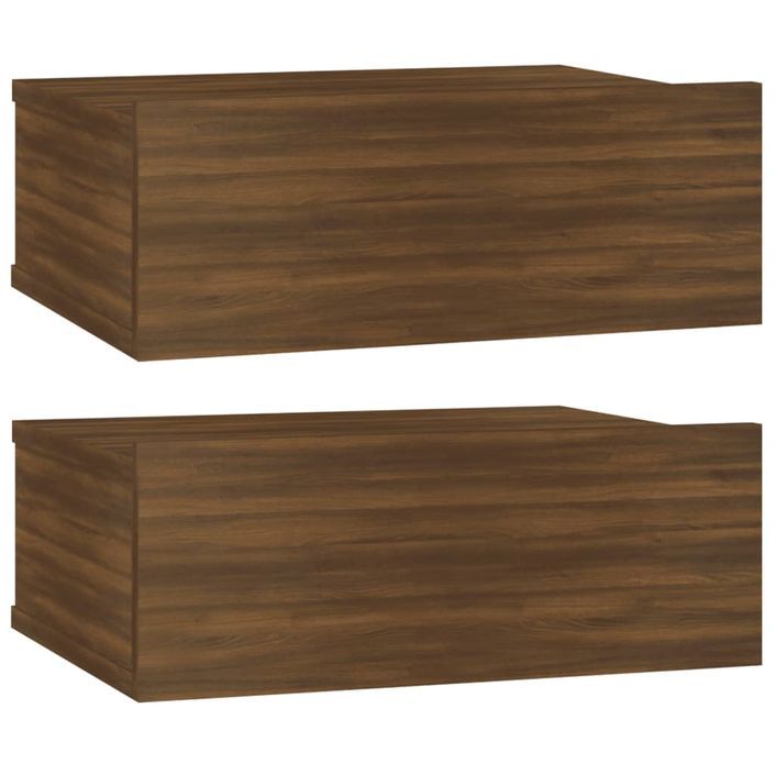 Tables de chevet flottantes 2 pcs Chêne marron 40x30x15 cm - Photo n°2