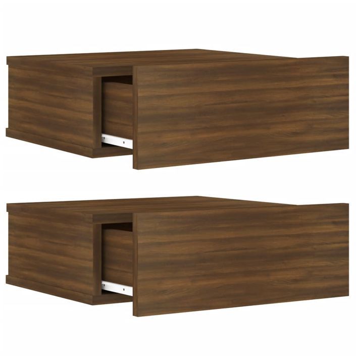 Tables de chevet flottantes 2 pcs Chêne marron 40x30x15 cm - Photo n°6